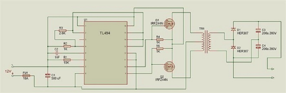 Схема на прост инвертор на чипа