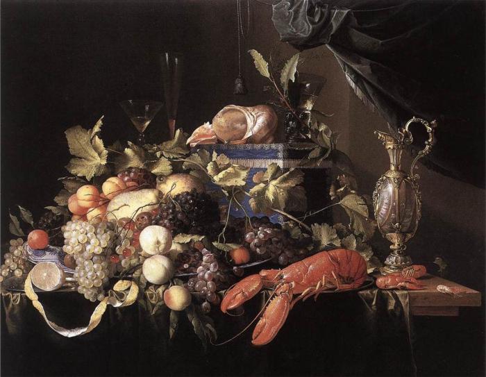 Holenderski martwa kwiaty i owoce