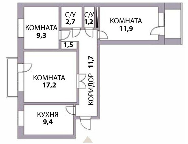 разпределение на тристаен апартамент с. 44