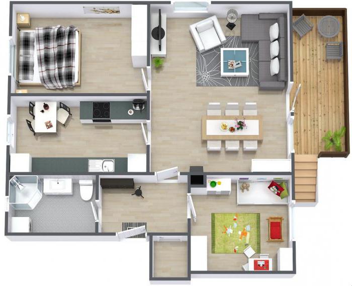 layout di 3 x room apartment con dimensioni