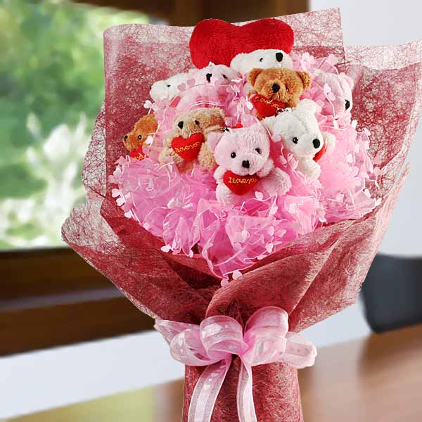 bouquet rosa di orsi