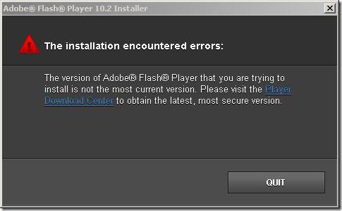 błąd inicjalizacji aplikacji Adobe Flash Player instalatora
