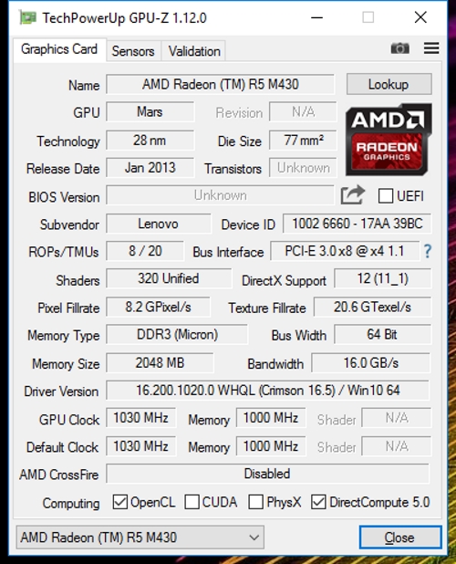 Спецификации на AMD Radeon R5