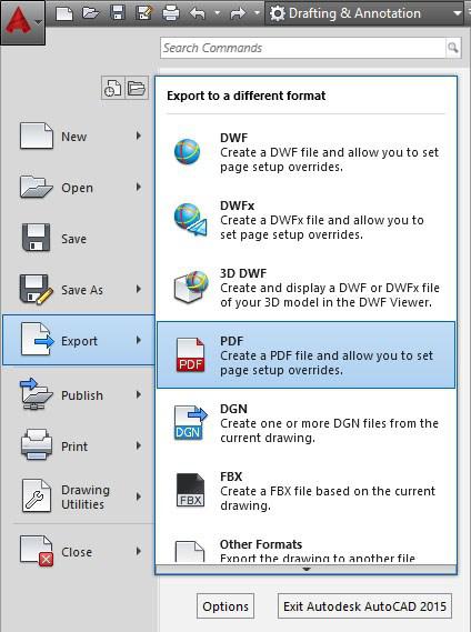 kako shraniti datoteko autocad v pdf