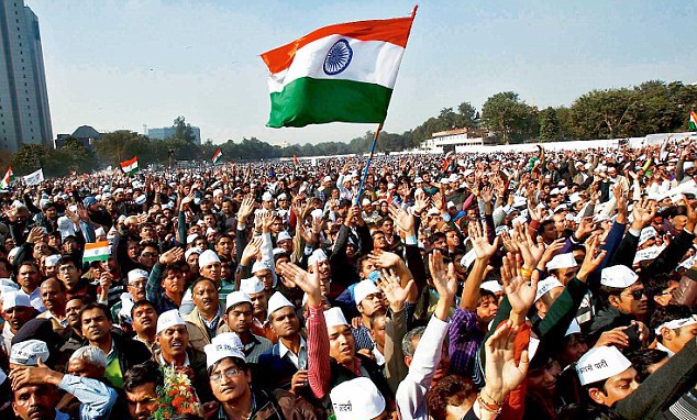 politická demonstrace v Indii