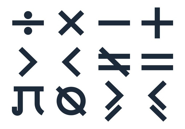 pojav matematičnih simbolov simbolov