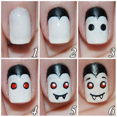 manicure di Halloween per unghie corte