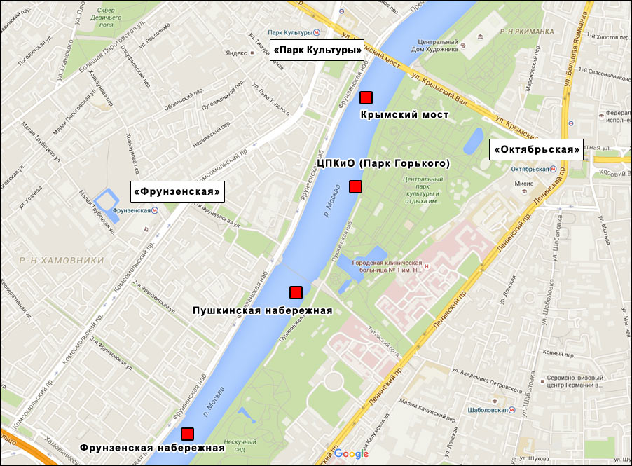 Lokalizacja mola w Gorky Park