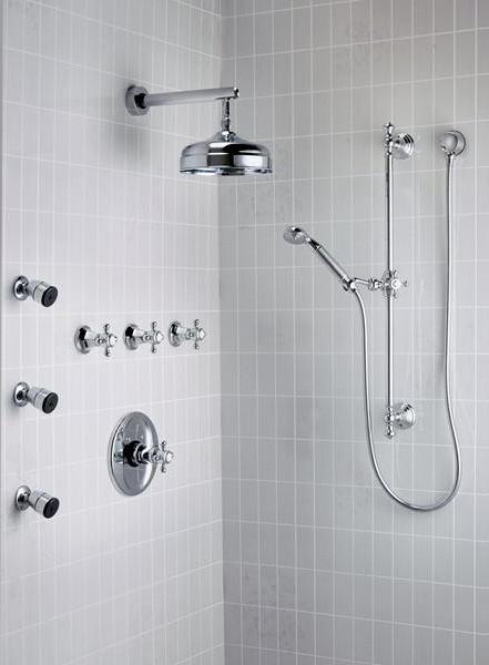 vasca da bagno con termostato doccia foto