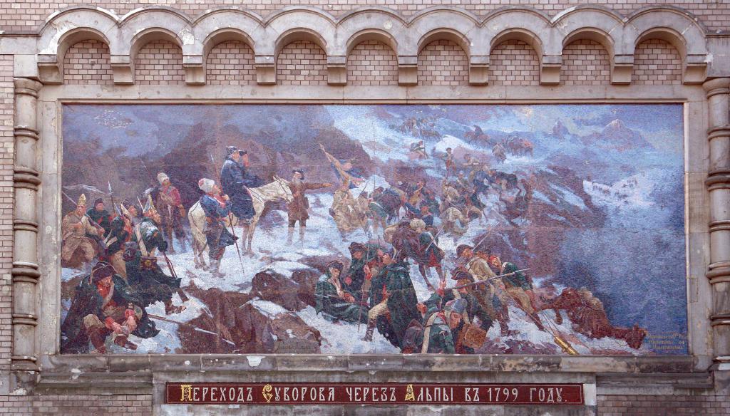 Suvorov che attraversa le Alpi.  murale