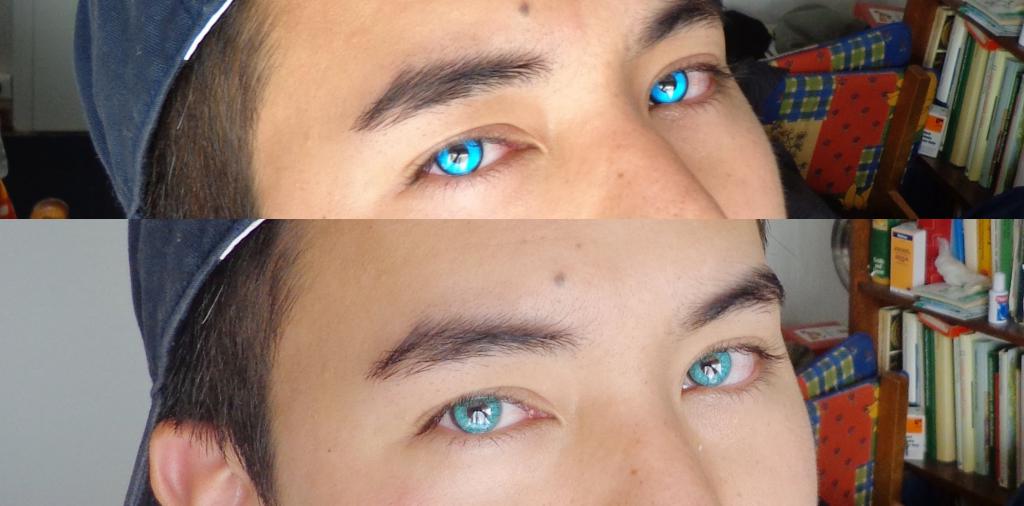 Modré čočky pro hnědé oči