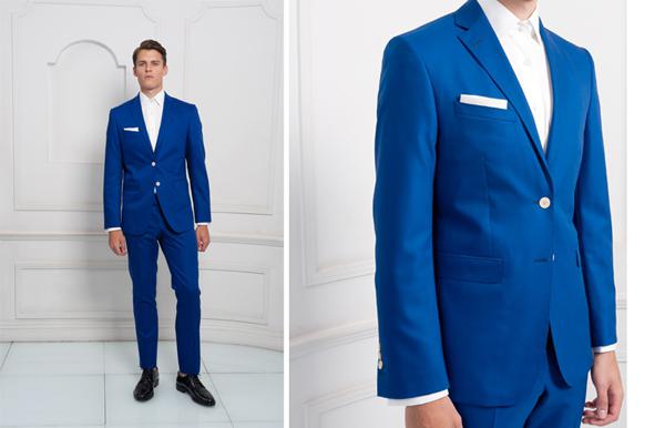 moška poročna obleka modra