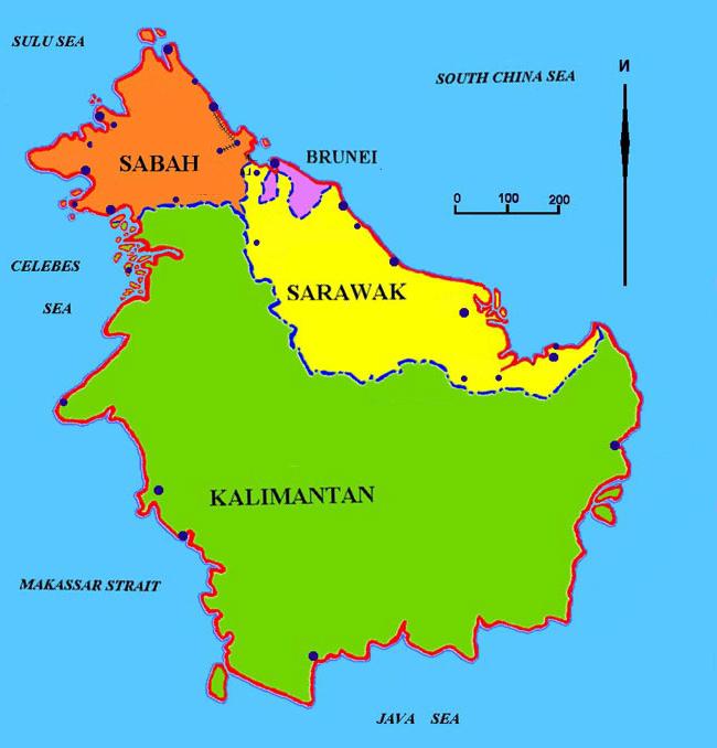 борнео острво на мапи