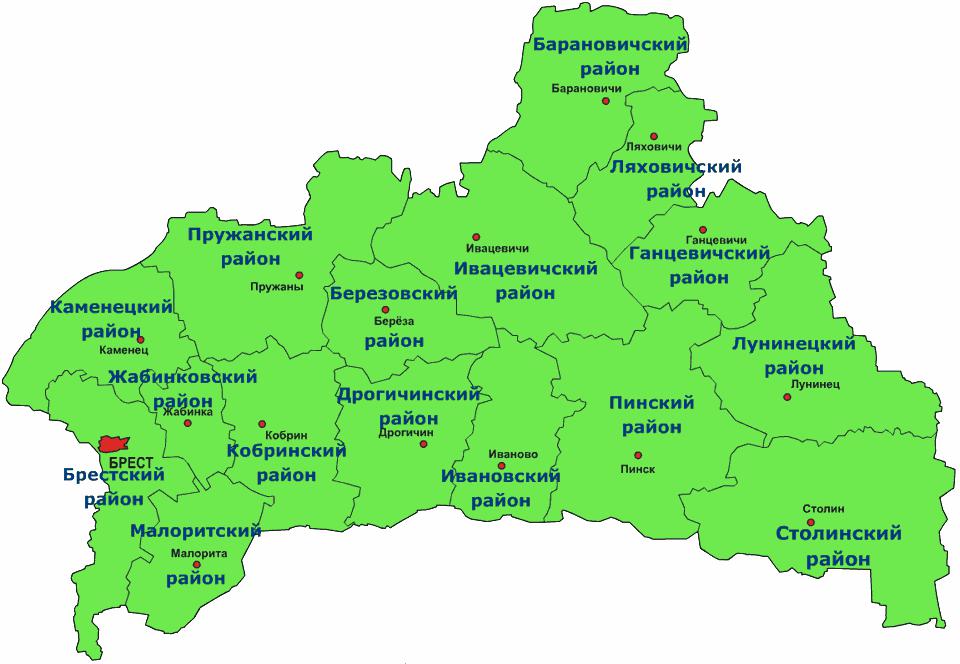 Okrožja regije Brest