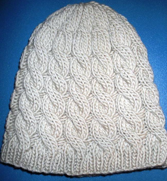 шапка с игли за плетене схема описание на снимката