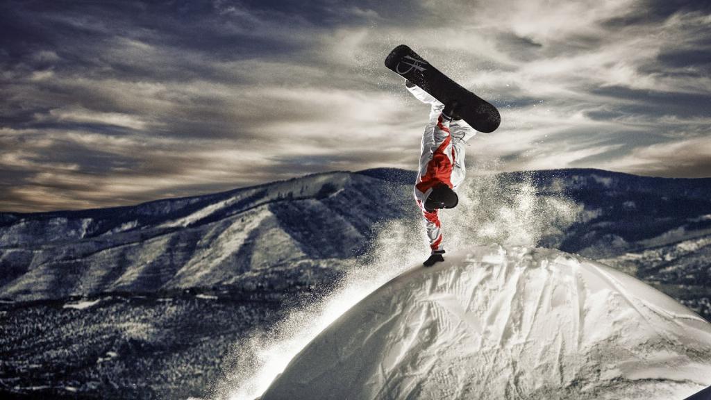 Snowboarder stunt