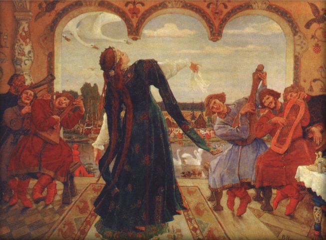 Принцесата на жабата танци на празника, живопис от Васнецов