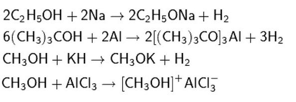 Proprietà chimiche degli alcoli monoidrici