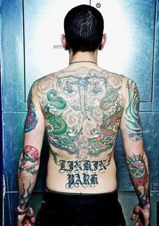 Linkin Park, wokalista Chester Bennington - Tatuaże