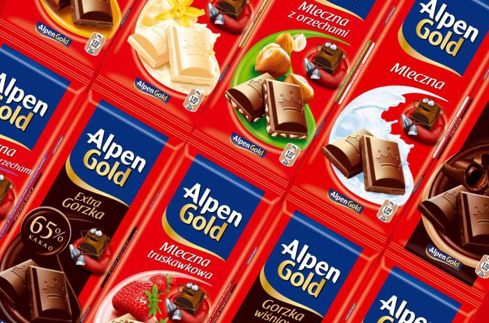 druhy čokolády Alpen Gold