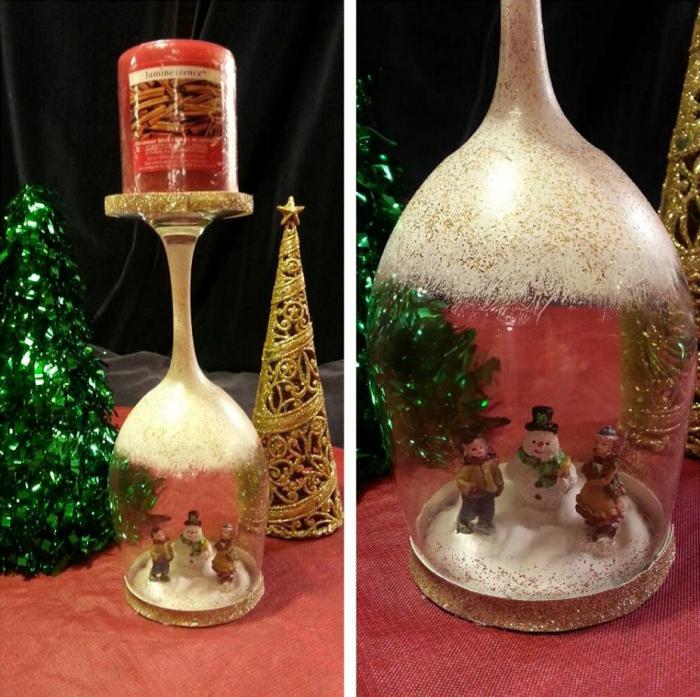 Noworoczny świecznik ze szkła