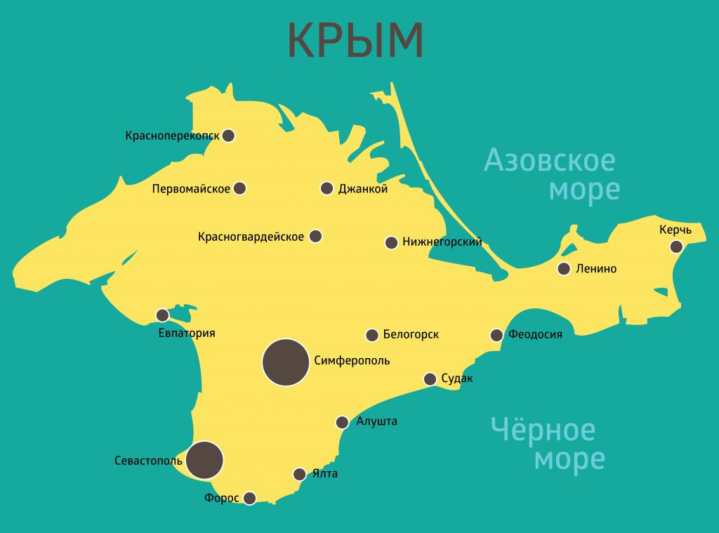 Градове на Крим на картата