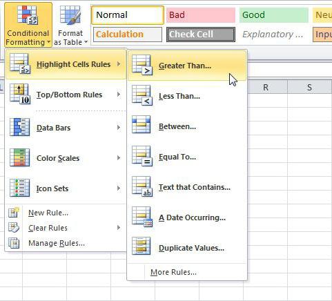 kde v podmínkách Excel podmíněné formátování