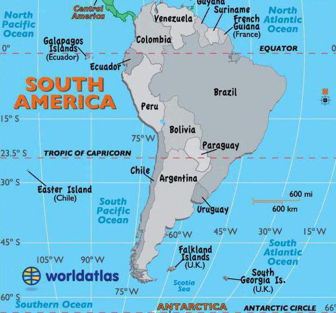 area del Sud America