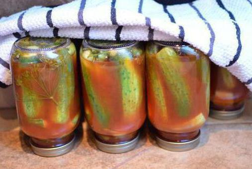 краставици в домати за зимата със снимки