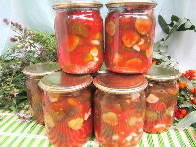 краставици в доматена рецепта със снимки