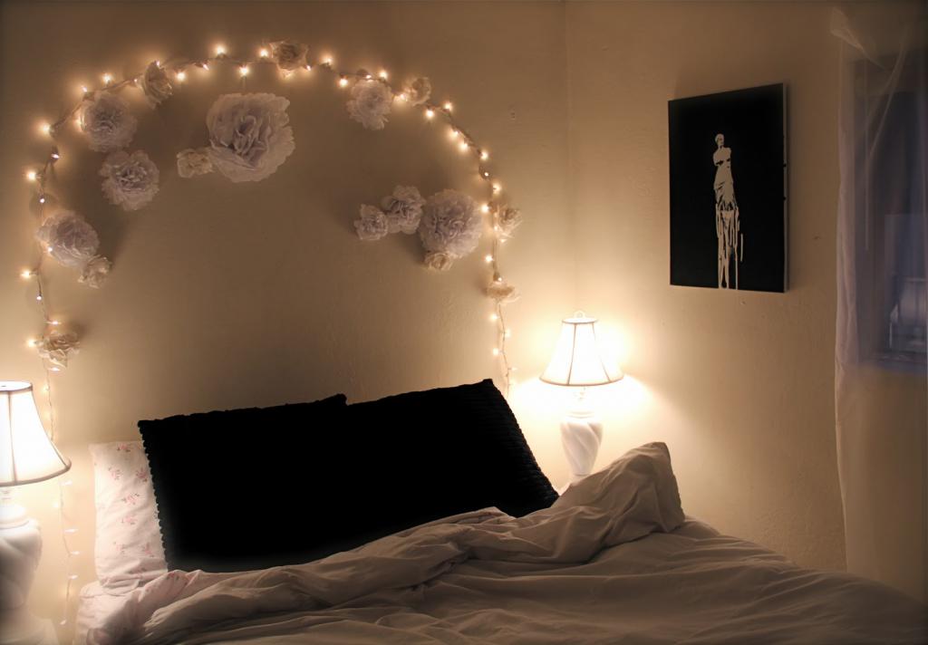 dekorativna osvetlitev v spalnici