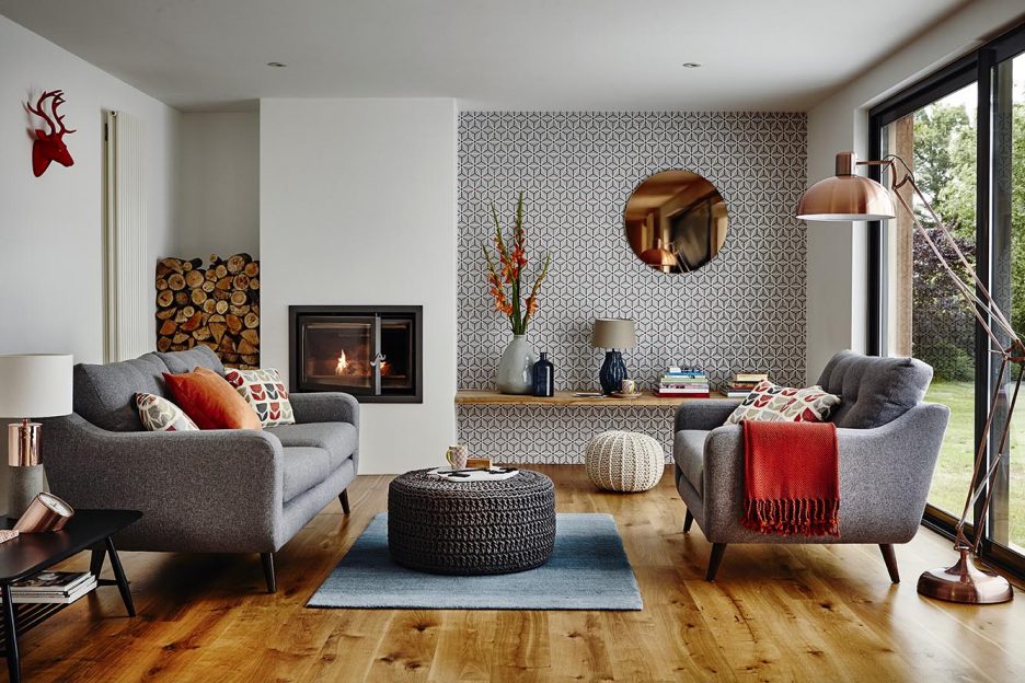 Moderní malý obývací pokoj fotografický design