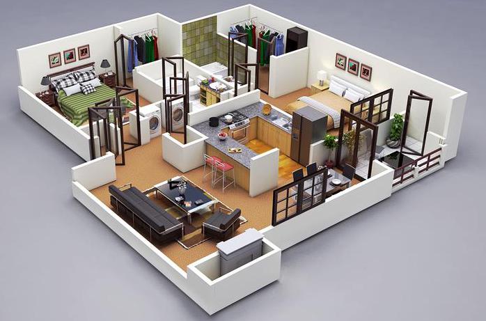 design třípokojového bytu v panelovém domě