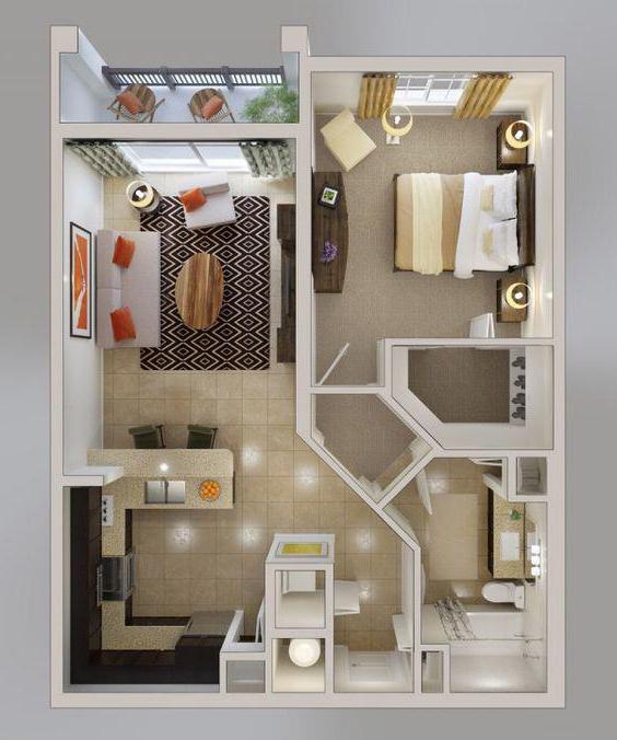 дизайн едностаен апартамент 30 кв.м.