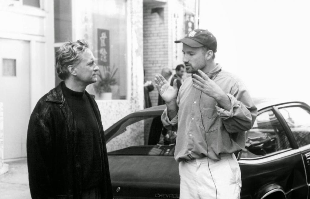 Fincher e Douglas sul set