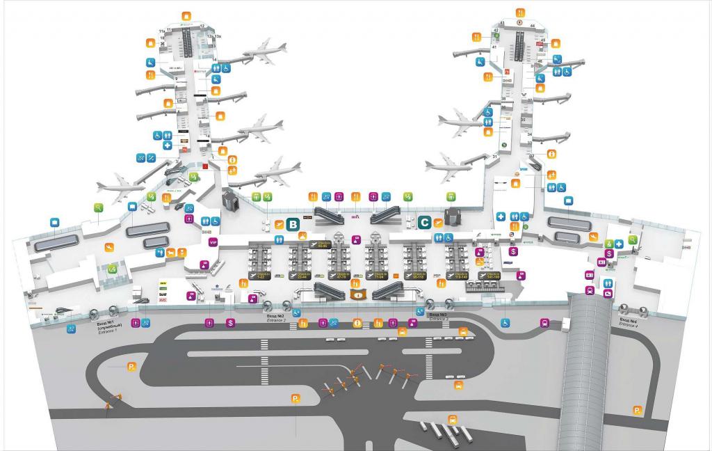 Domodedovo na zemljevidu letališča