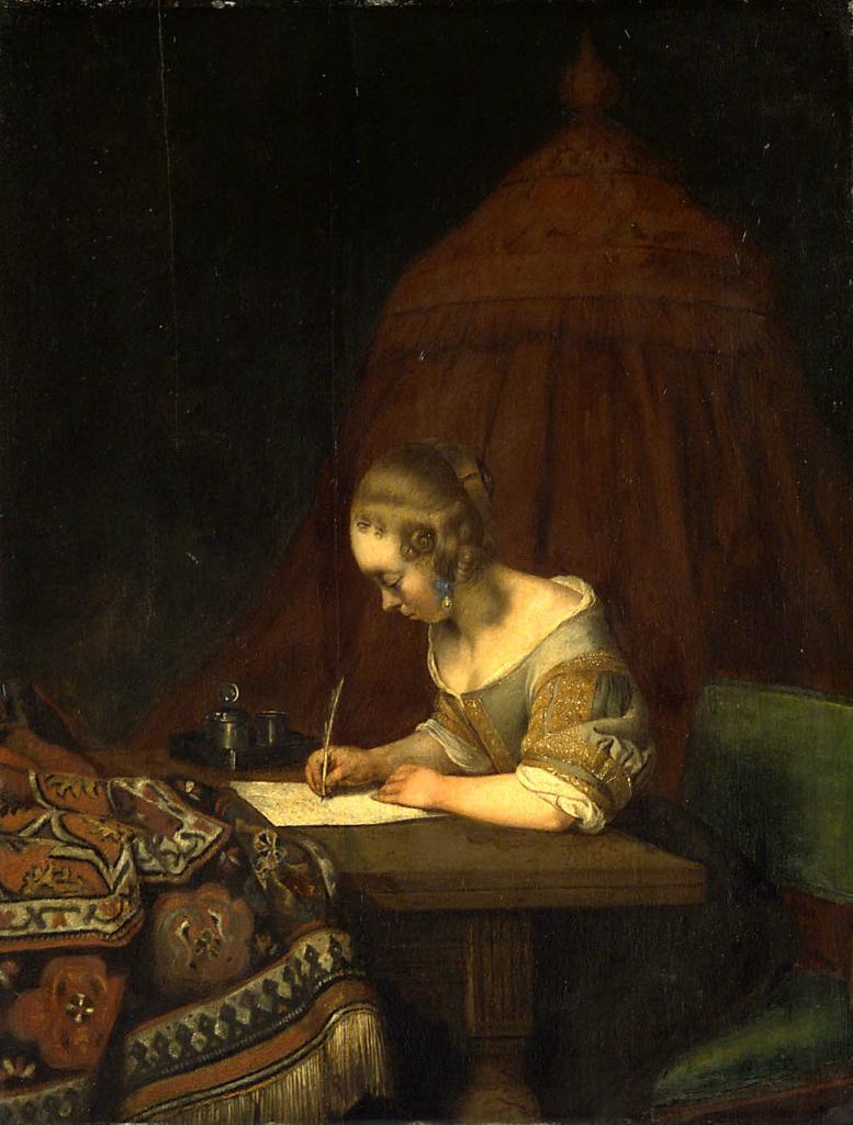 "Una donna sta scrivendo una lettera
