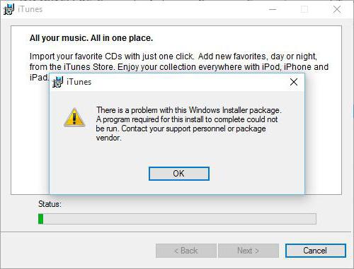 Windows Installer paket greška prilikom instalacije iTunes