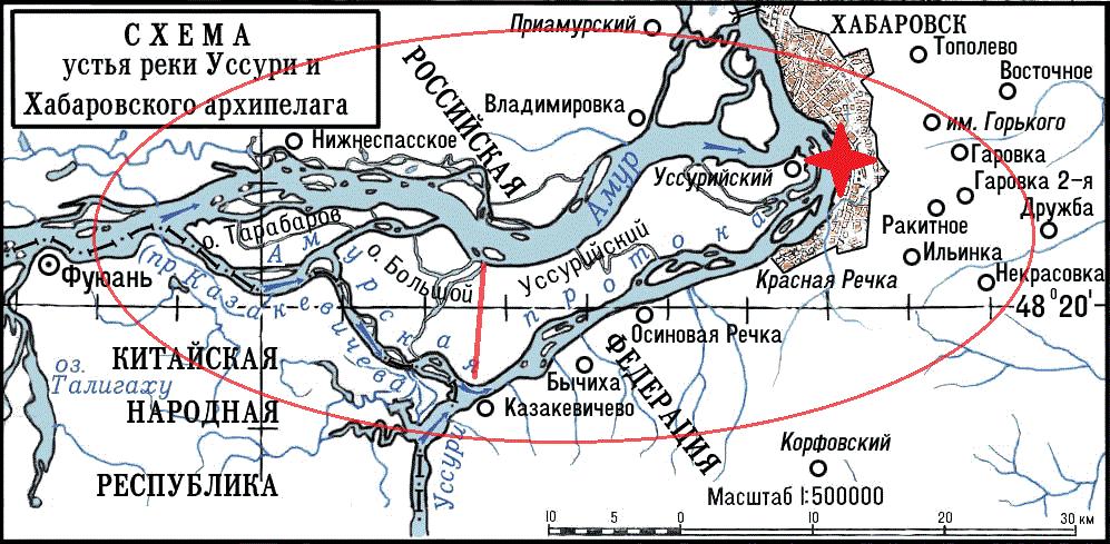 Wyspa Damansky na mapie