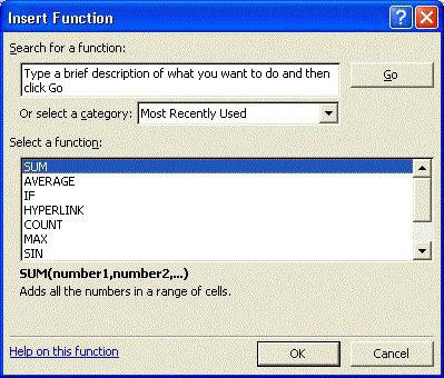 funkce v programu Excel