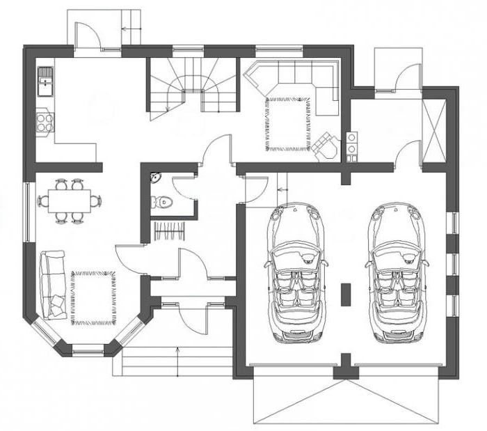 progetto cottage con garage per 2 auto