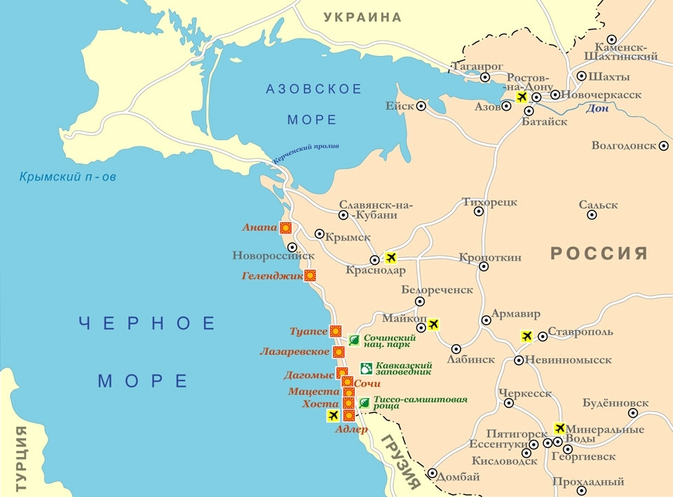 Геленджик на картата на Русия