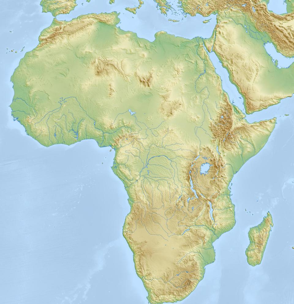 mappa fisica dell'Africa