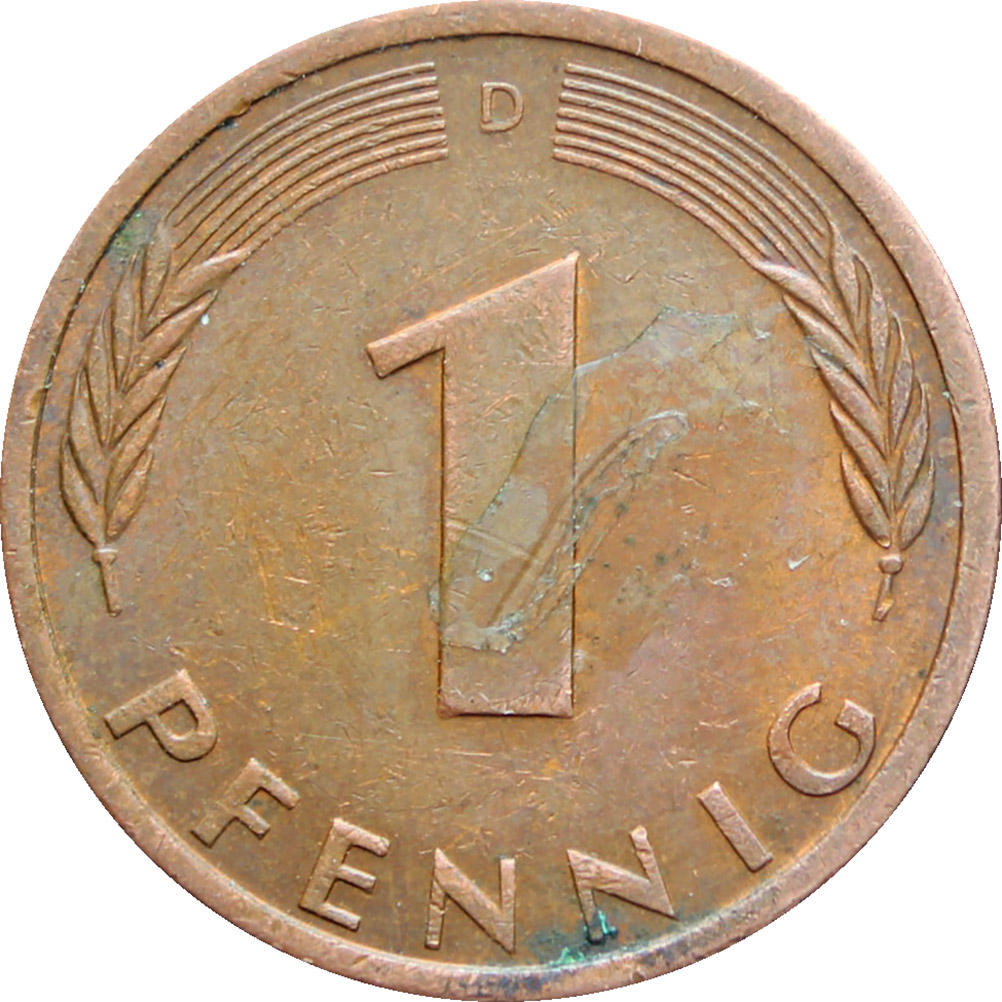 Jeden niemiecki Pfennig z 1971 roku