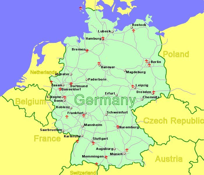 Njemačka na karti svijeta