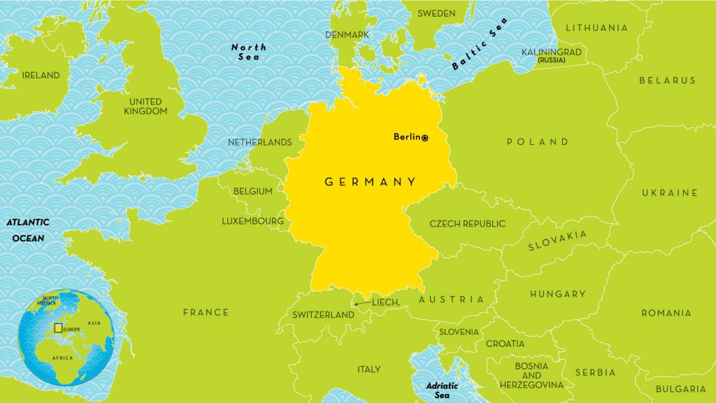 Nemčija na zemljevidu