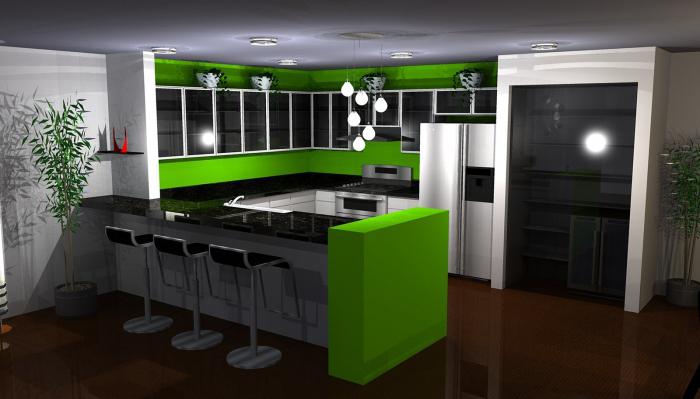 kuhinja v zeleni barvi