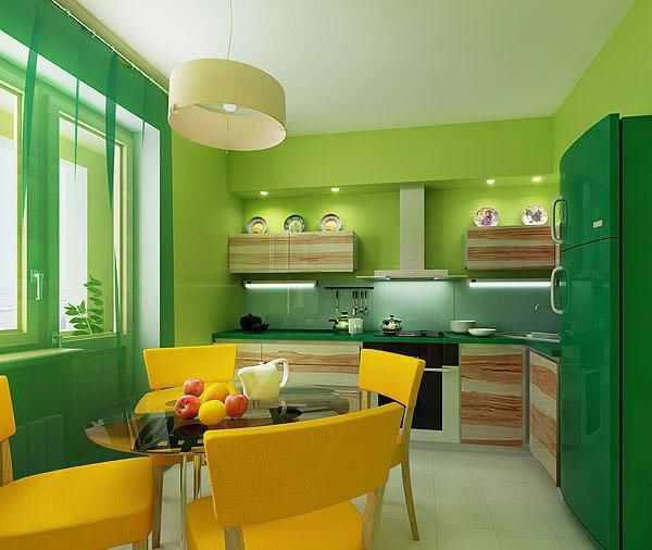cucina verde bianca
