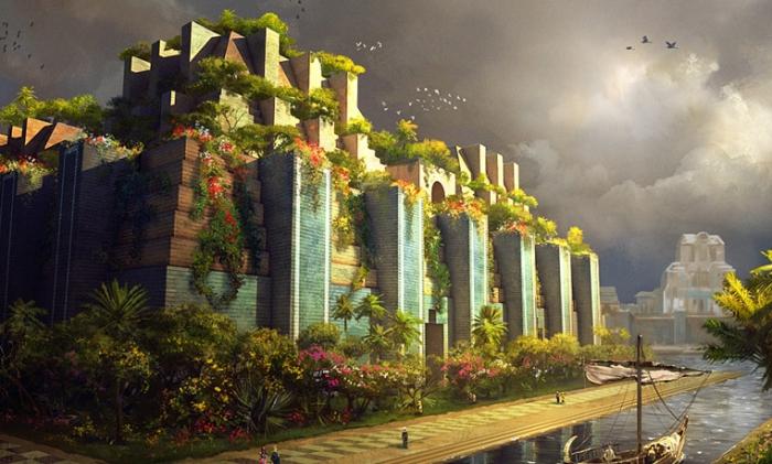 Снимка на висящите градини на Вавилон