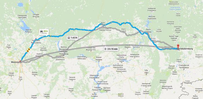 Kolik kilometrů od Jekatěrinburgu do Moskvy